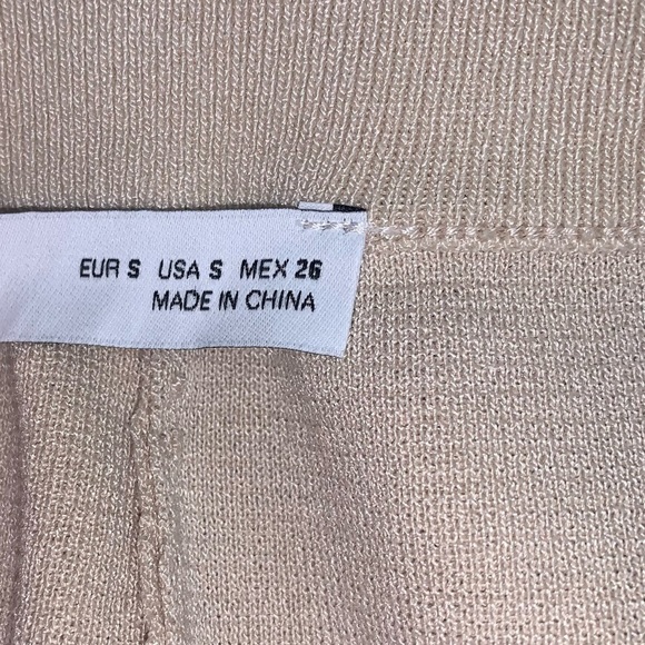 Zara Knit Shorts Women’s Size Small Neutral Beige Nude Long High Waisted Stretch - Picture 7 of 10